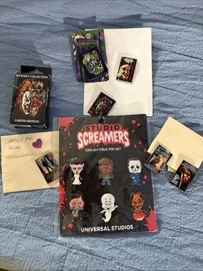 Lot of HHN universal mystery pins & new pins & lanyard unopened box 30th & more!